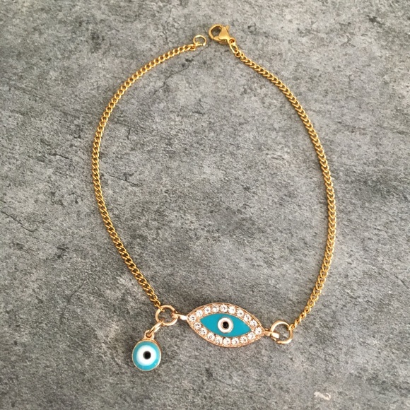 Evil Eye 🧿 Anklet Stainless Steel Gold Plated 🧿 - Picture 6 of 7